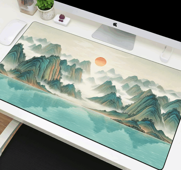 Qing Shan Sunset Chinese Style Super Large Mouse Pad