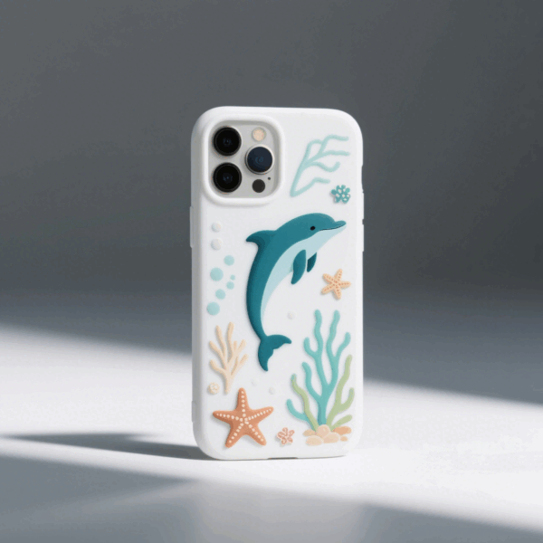 Ocean Cute Wind Dolphin 3D Cartoon Phone Case